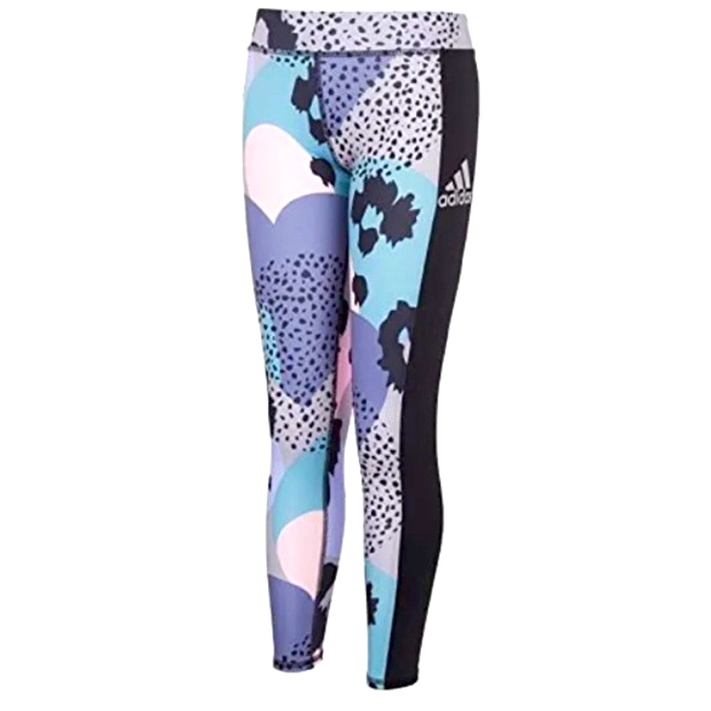 ADIDAS GIRL’S AEROREADY ALL OVER PRINT POCKET TIGHTS HALO SILVER SIZE XS 🌟NWT🌟